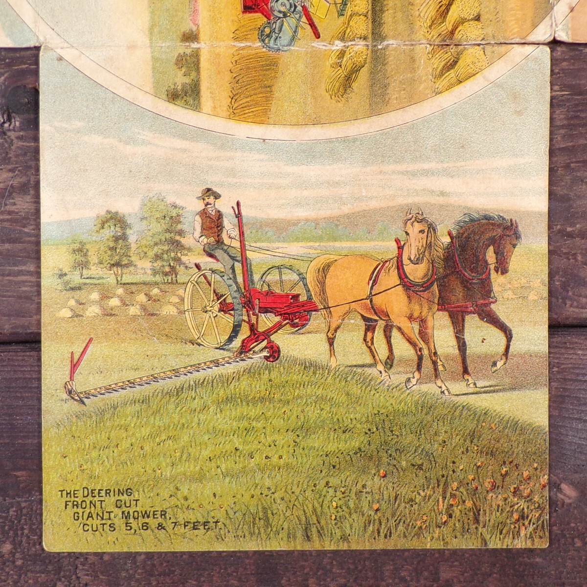 McCormick DEERING MOWER REAPER BINDER FOLD OUT Vintage Farm Victorian Trade Card