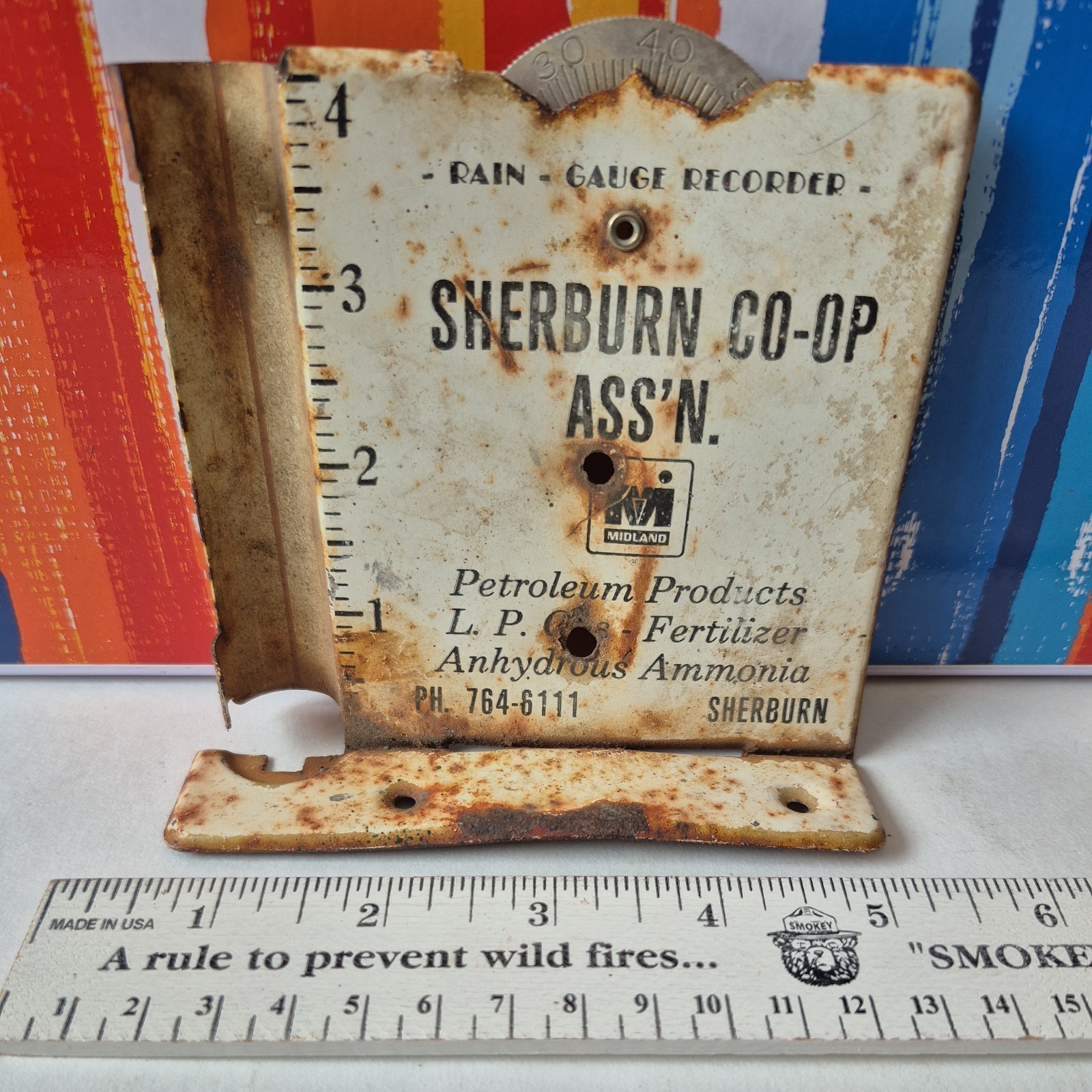 Vintage Sherburn Coop Ass&rsquo;n Rain Gauge Sherburn Minn Petroleum Fertilizer LP Gas