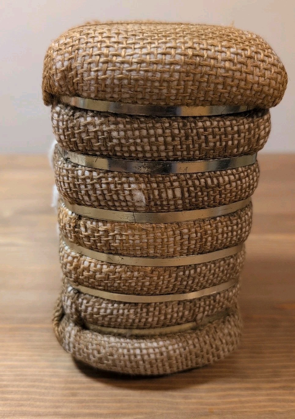 Vintage 6&Prime; Cotton Bale Wrapped In Burlap With Metal Bands Marked Prosper Coop