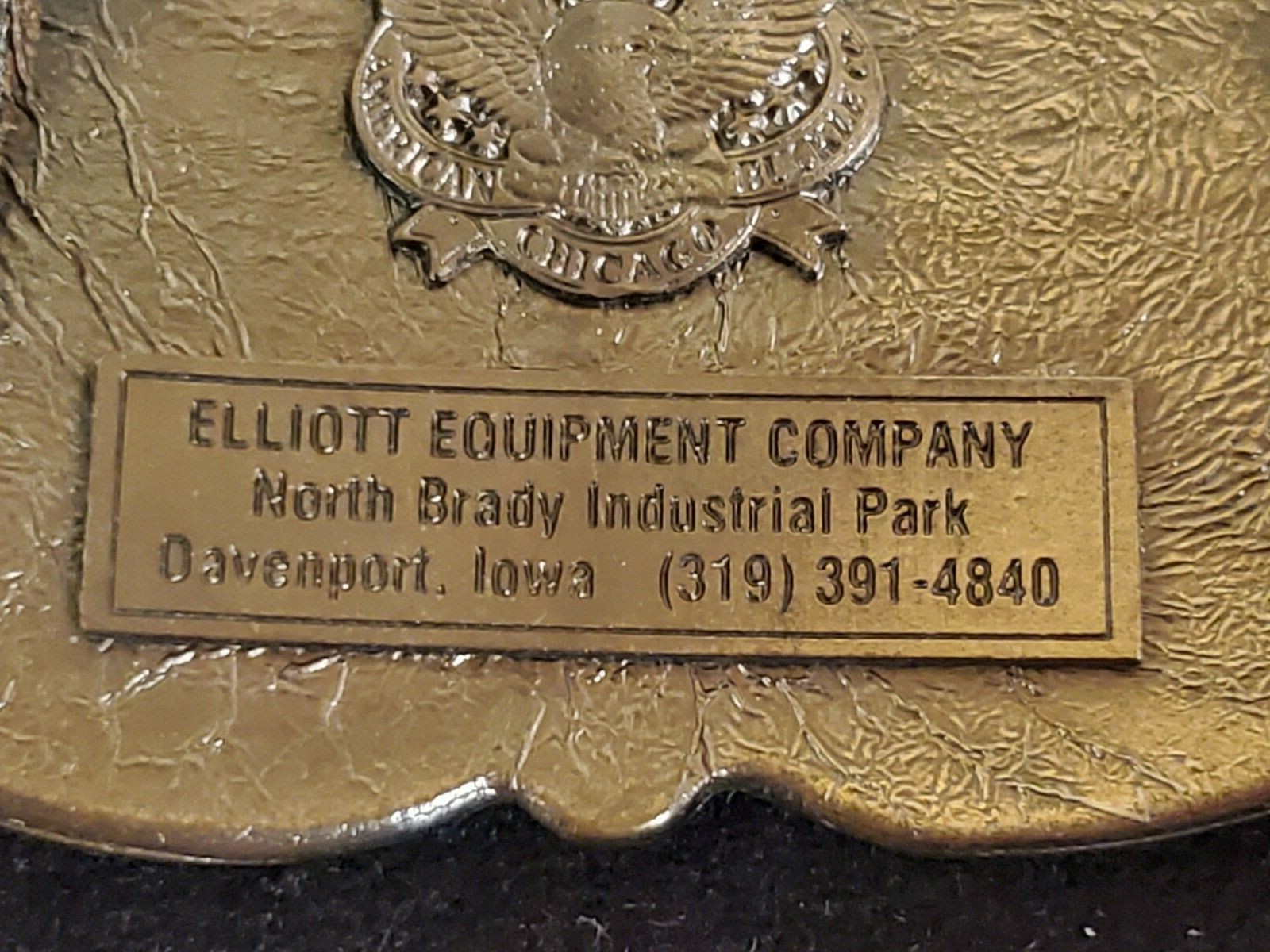 1914 Elgin Street Sweeper « The World&rsquo;s First » Brass Belt Buckle Davenport, Iowa