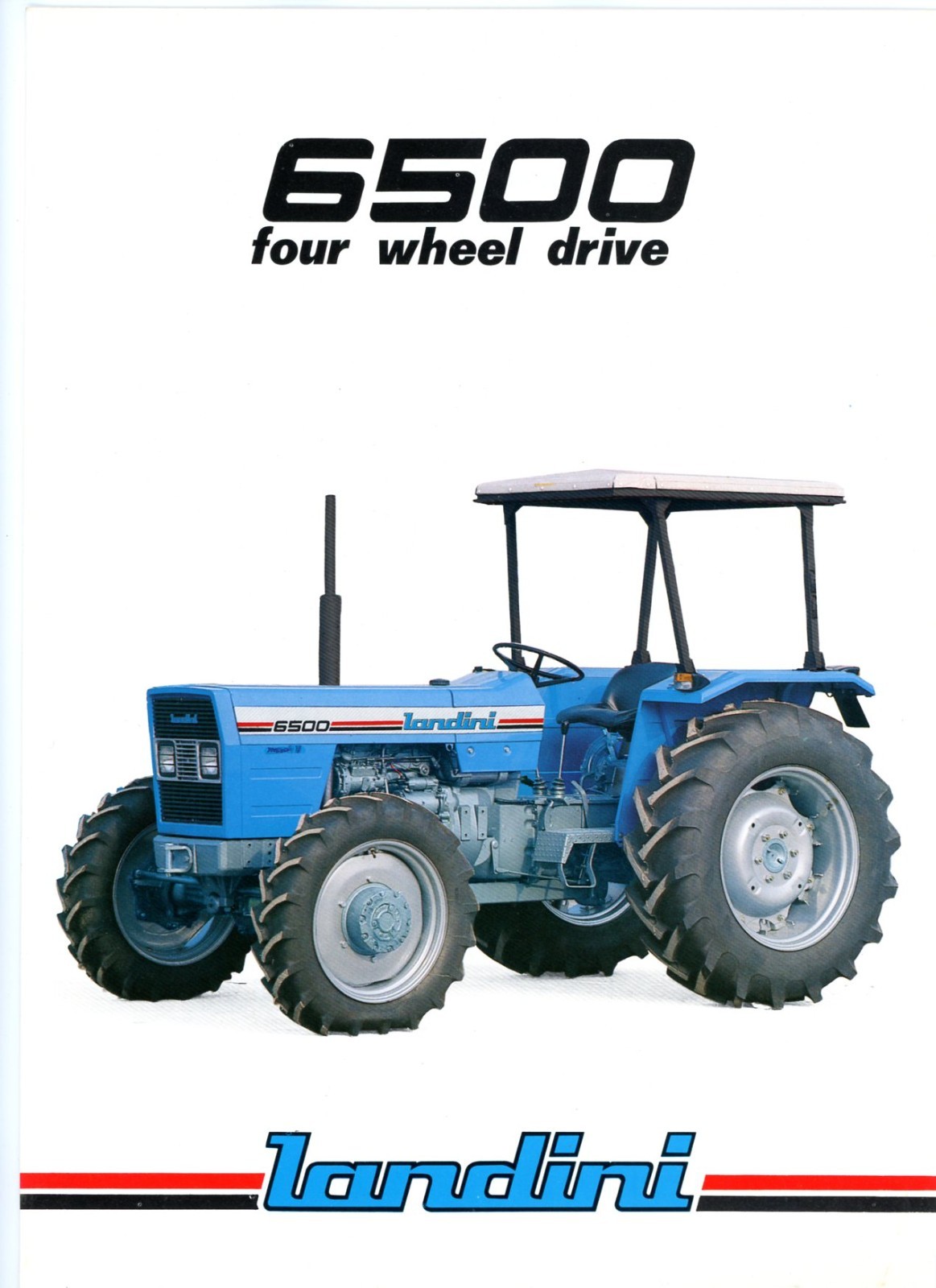 Landini 6500 4 Wheel Drive Tractor 1982 2 page sales brochure w/specs