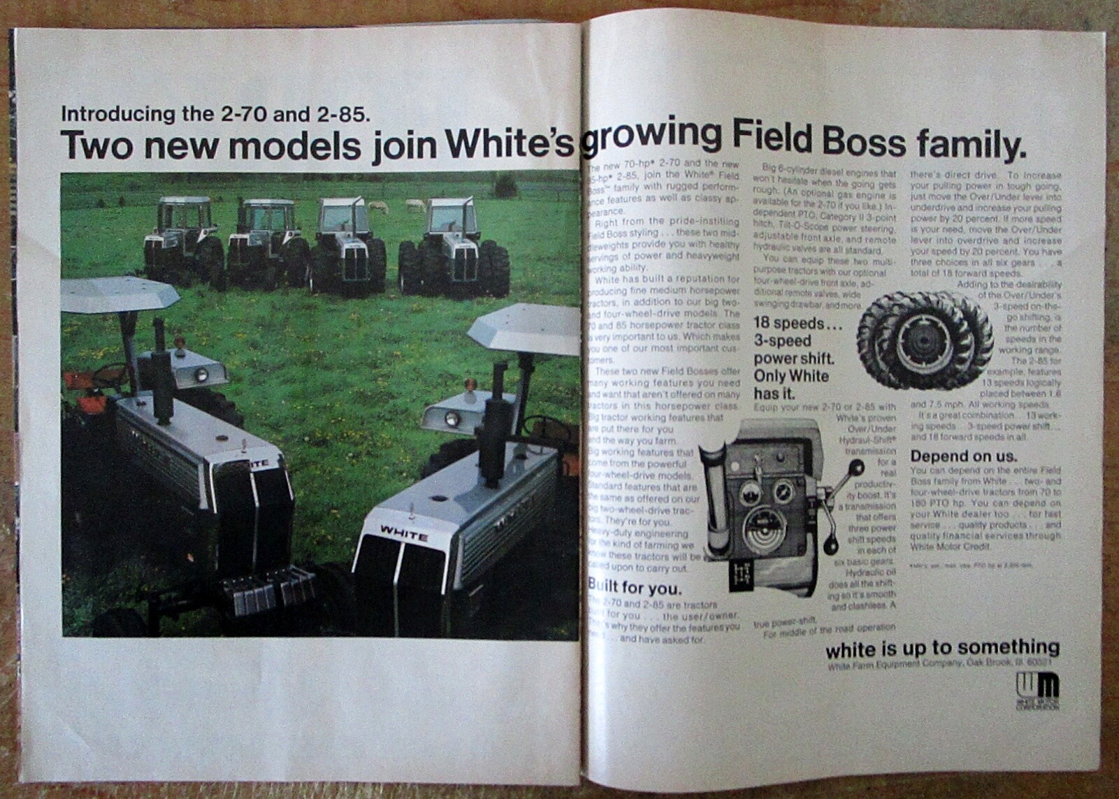 1975 White 2-70 & 2-85 Field Boss Tractor Original Color Ad