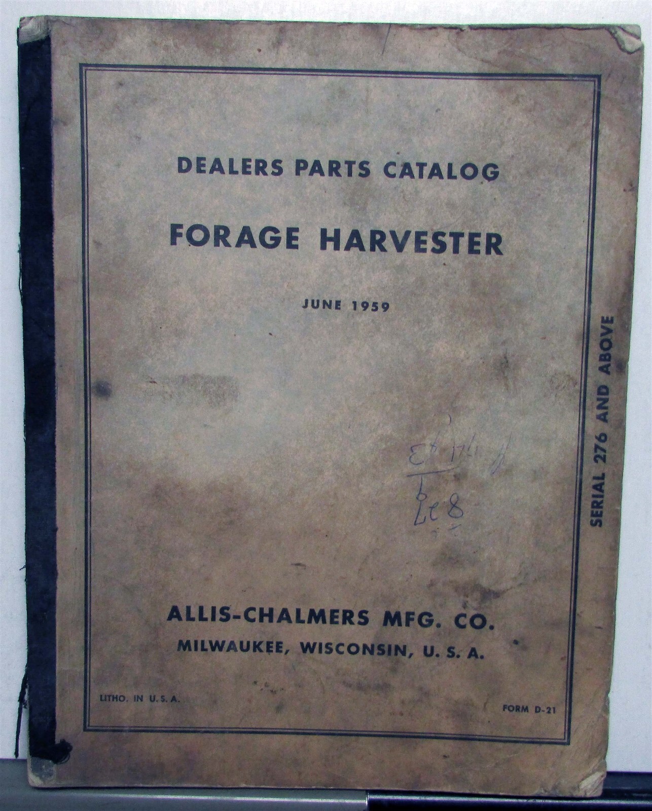1959 Allis Chalmers Forage Harvester Specs Construction Dealer Parts Catalog