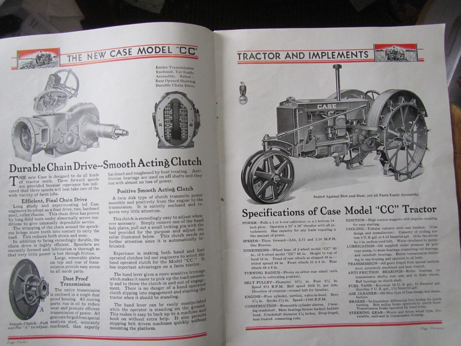 ORIGINAL VINTAGE CASE TRACTOR MODEL C C BROCHURE NICE