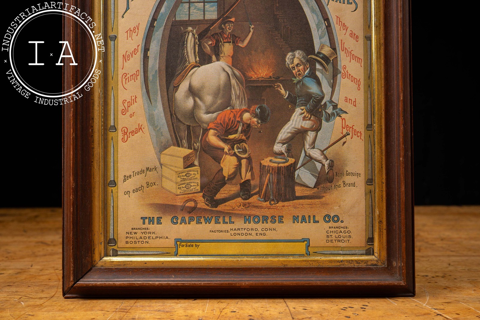 Late 19th Century Capewell Horse Nail Framed Advertising Print
