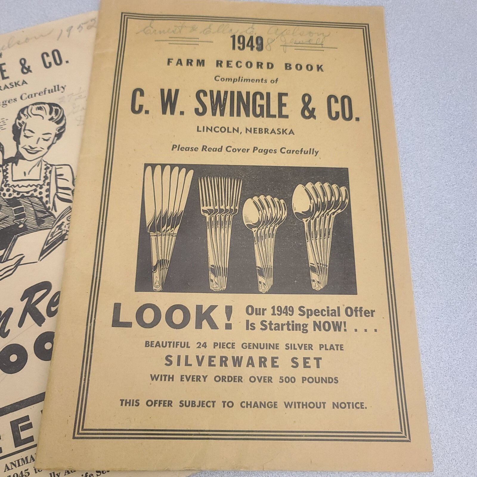 Vtg 1940s Lincoln Nebraska RENDERING CO FARM RECORD BOOKS Advertising Lot 3