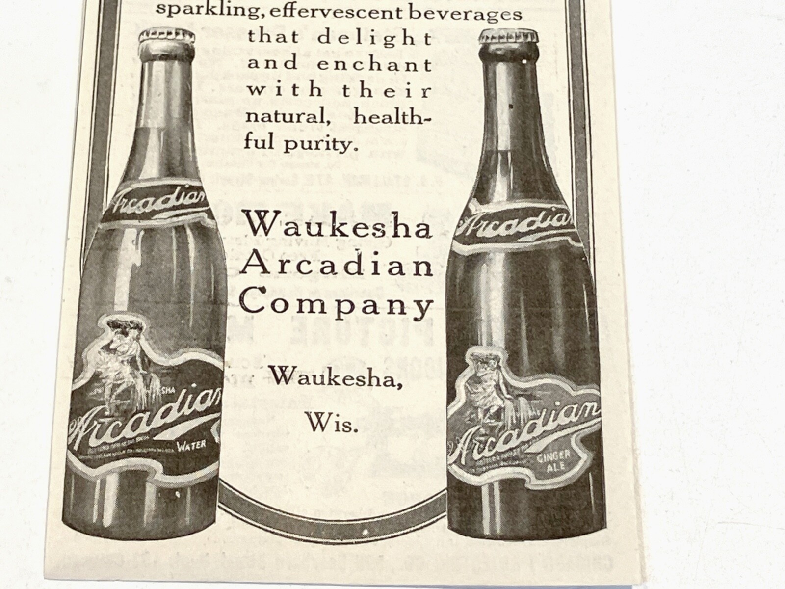 early 1900s print Ad Waukesha Arcadian Water WISCONSIN