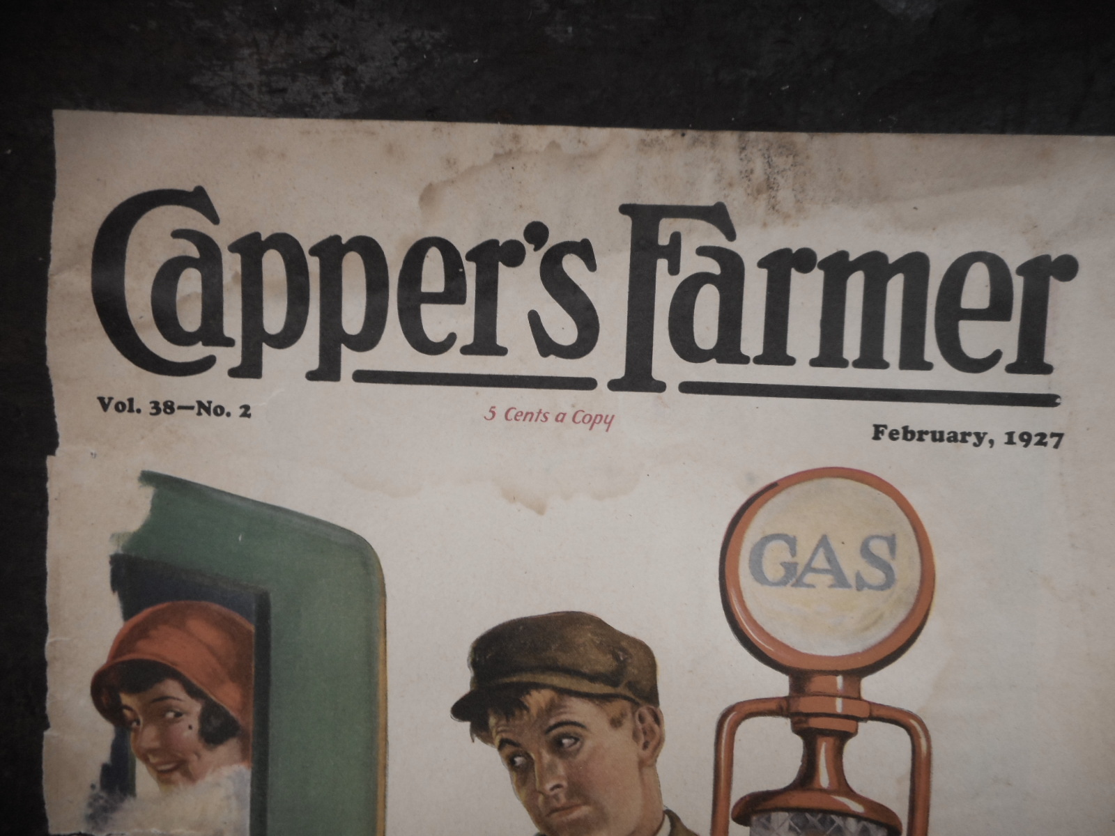 Gas Station 1927 CAPPER&rsquo;S FARMER Cover Only, Vintage picture Farmhouse Farm
