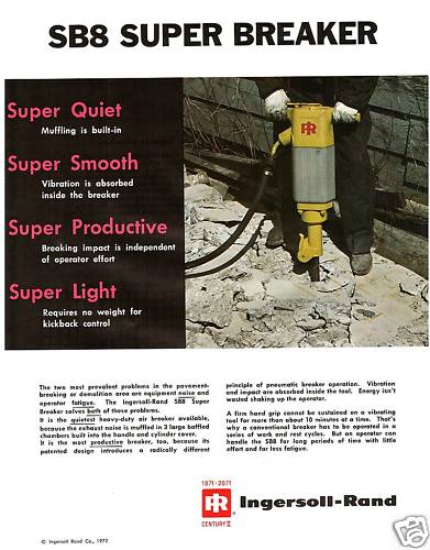 Ingersoll Rand SB8 Super Breaker jackhammer sales literature IR