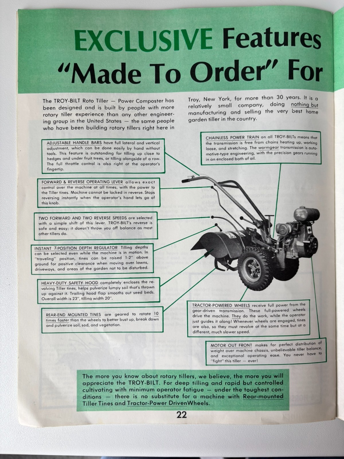Troy-Bilt Roto Tiller Power Composter Advertisement Brochures 1971 Troy NY