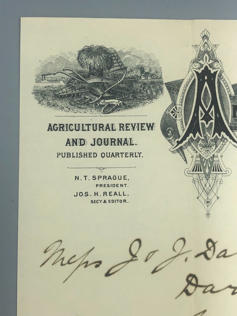 1882 AMERICAN AGRICULTURAL Assn Journal POSTAL COVER Antique FARM Advertising NY
