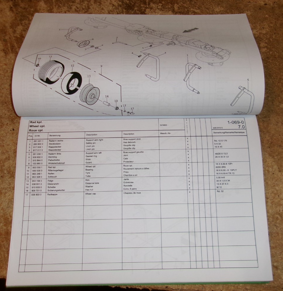 2002 krone hay tedder parts manual in nice shape used