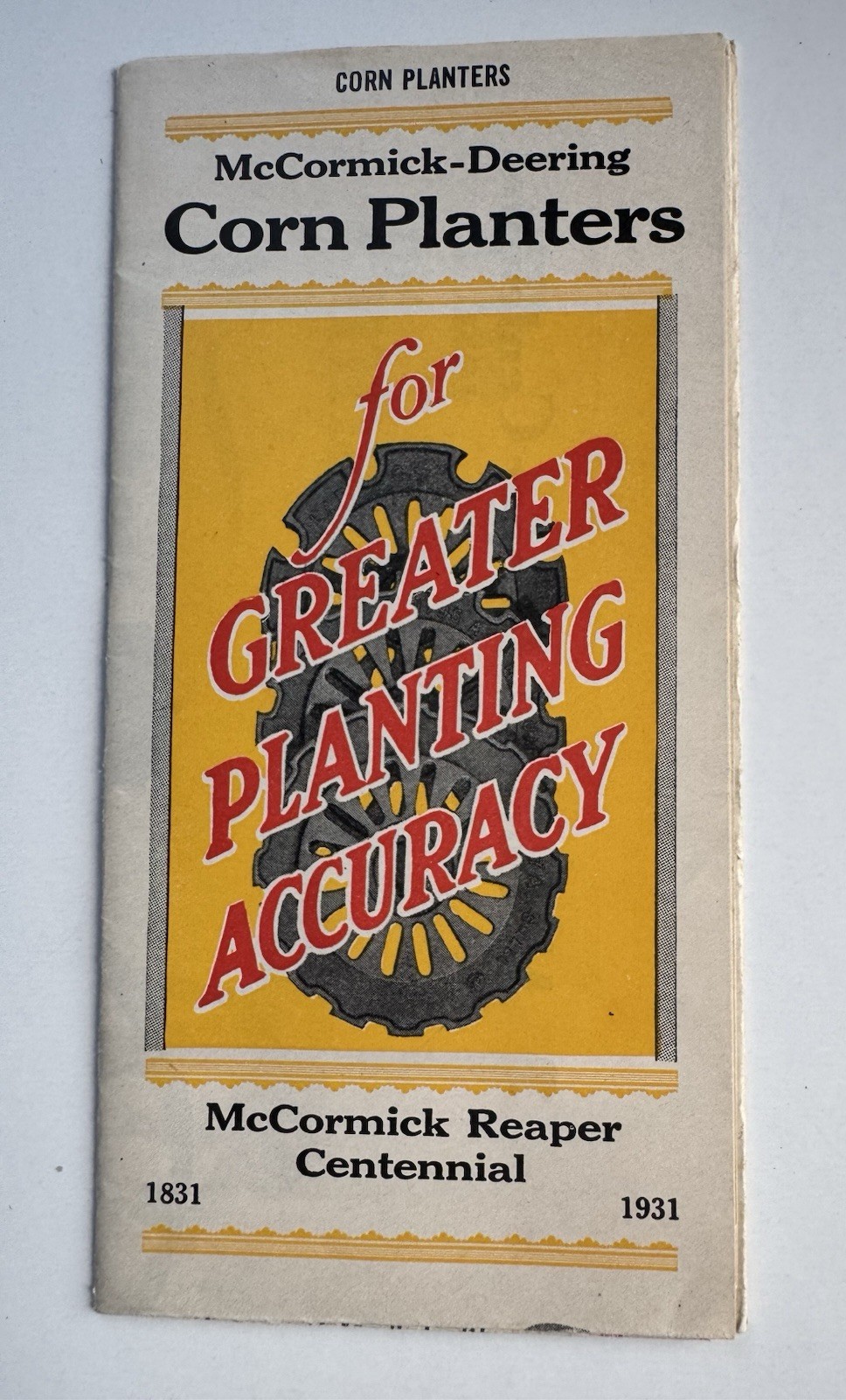 McCormick Searing 1831 1931 Corn Planter Brochure Color Illus Fold Out Farm