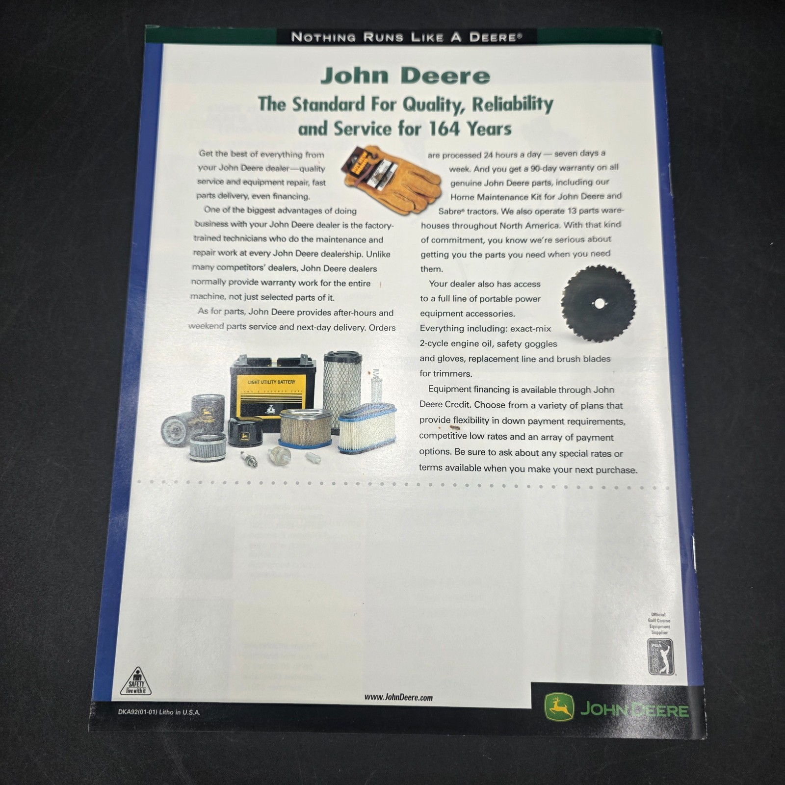 Vintage January 2001 John Deere Portable Power Equipment Brochure
