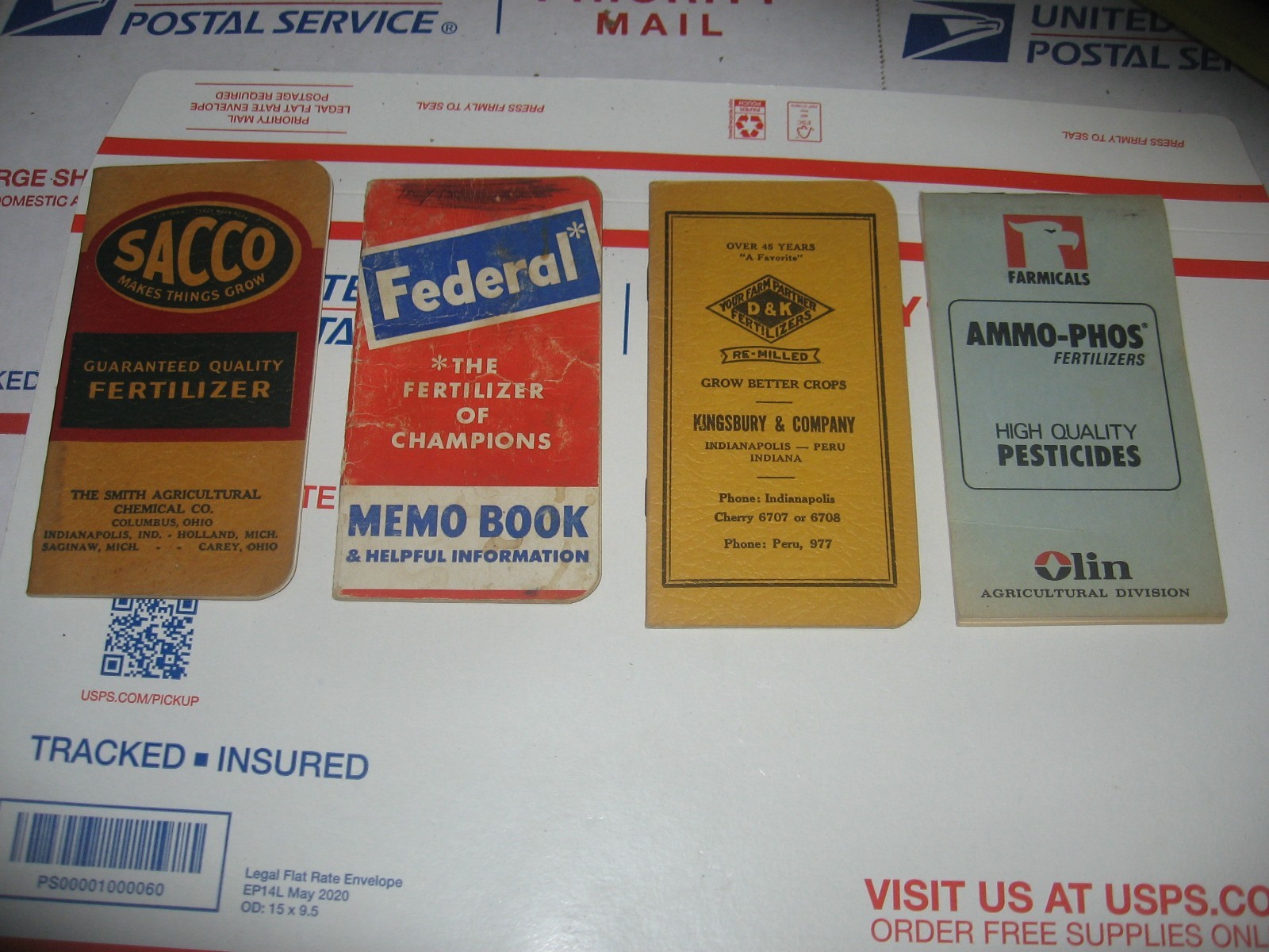 OLD FERTILIZER MEMO BOOKS FROM 1560&rsquo;s {4} SACCO, AMMO-PHOS, FEDERAL, D&K