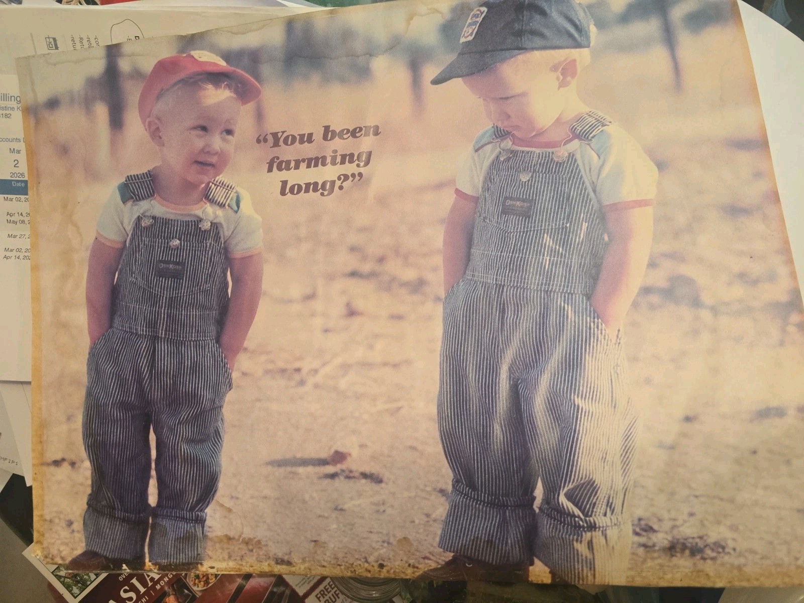 Vintage 1983 Country Kids Poster “You Been Farming Long?” Farm Boys Americana