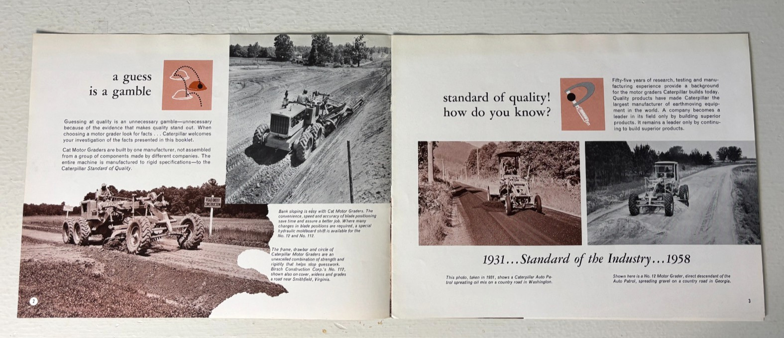 Caterpillar CAT 112 Motor Grader Brochure 1958 Can You Afford to Guess? 7 Pg VTG
