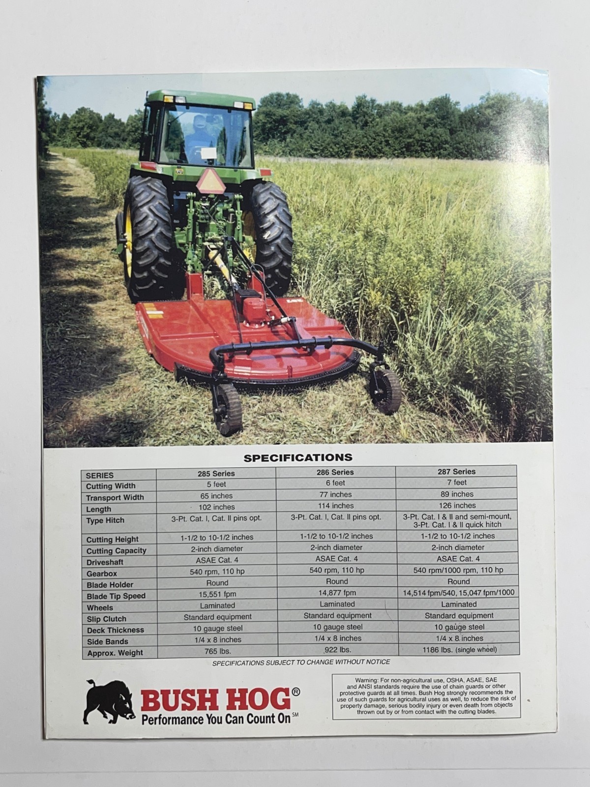 Bush Hog 280 Series Mower Sales Brochure *Showroom Sales Book* (2000s)