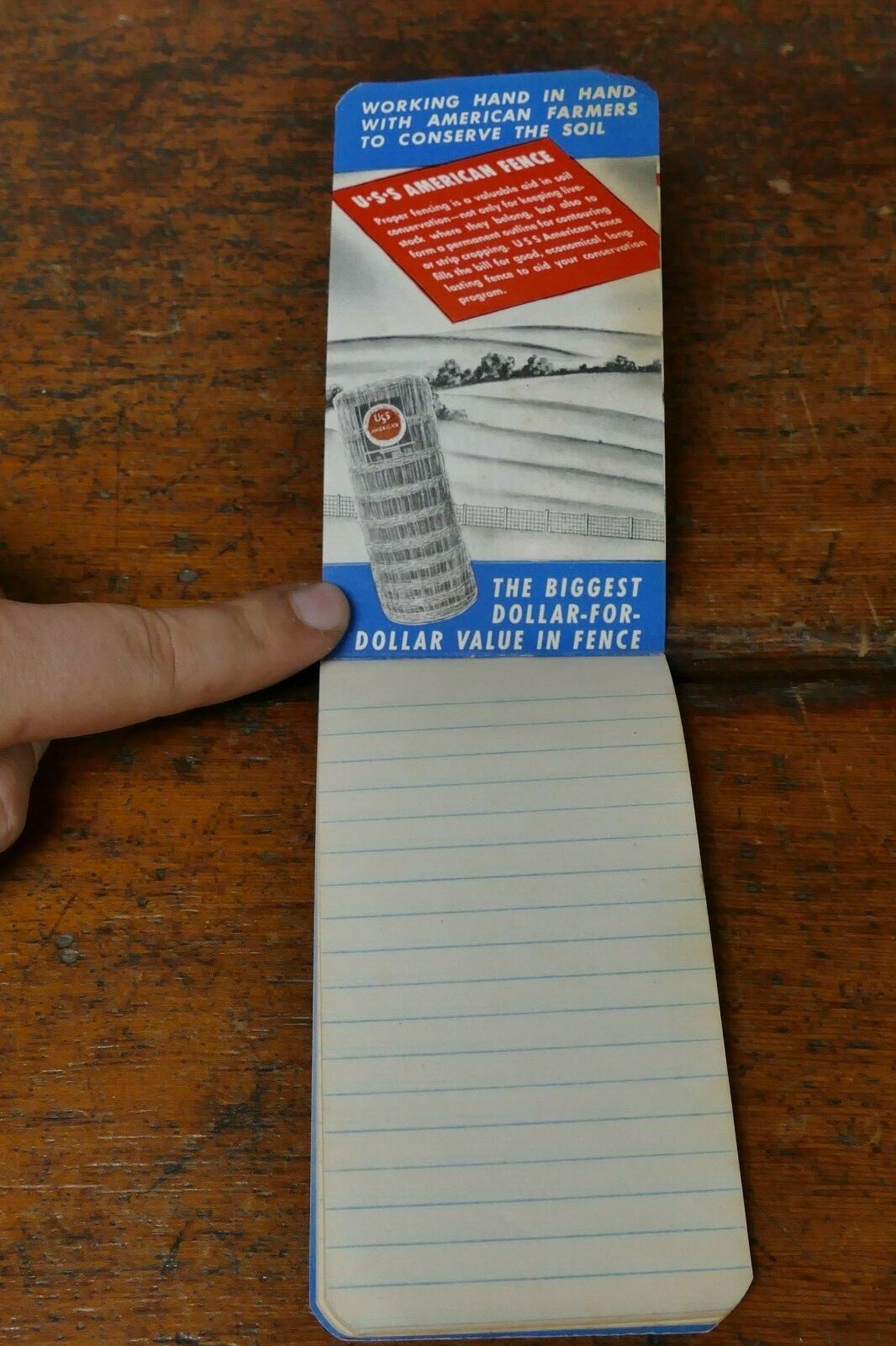 Vintage 1947/1948 USS American Fence Notepad Central Lumber Co Bird Island, MN
