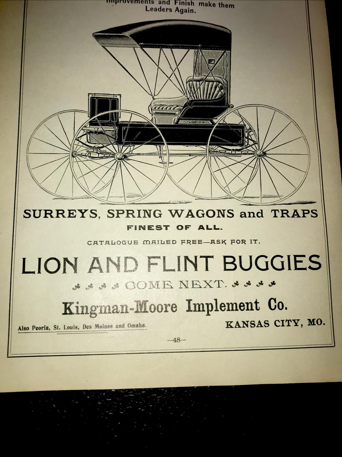 1898 Anchor Lion & Flint Buggies Wagon Farm Advertising – Kansas City MIssouri
