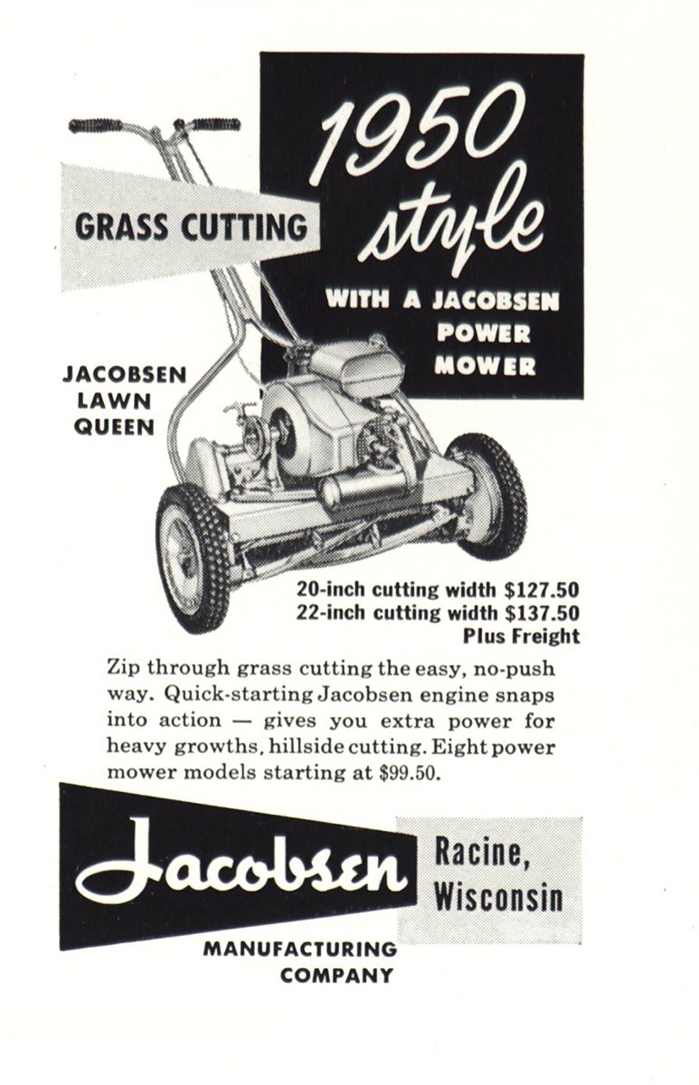 1950 Jacobsen Lawn Queen: 1950 Style Vintage Print Ad