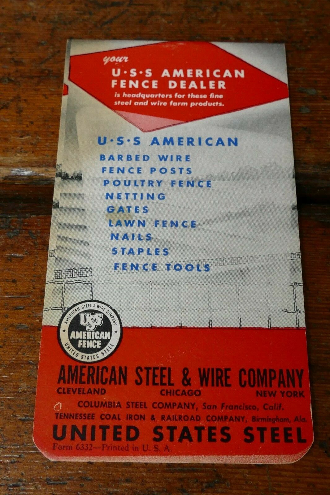 Vintage 1947/1948 USS American Fence Notepad Central Lumber Co Bird Island, MN