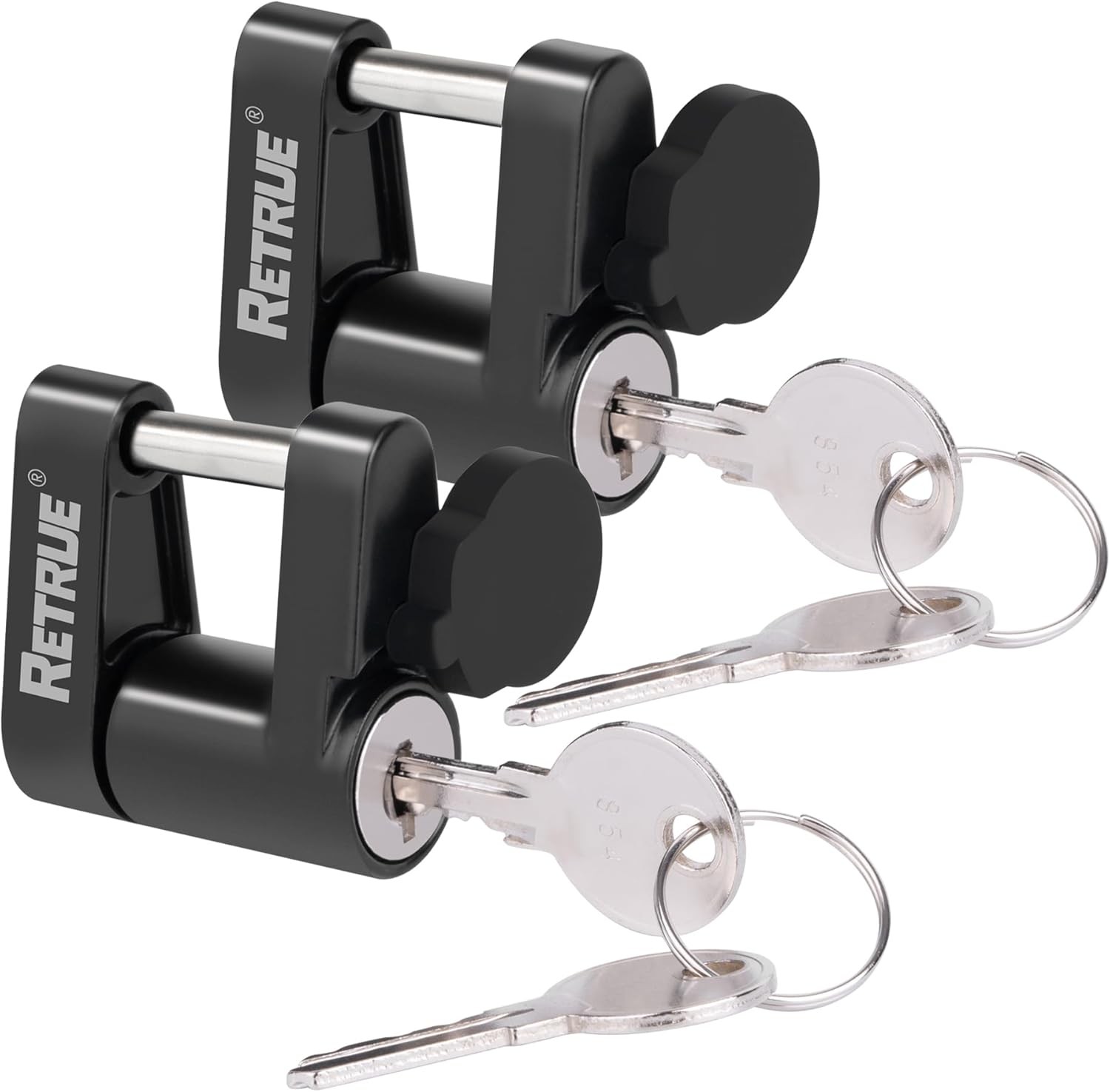 RETRUE Trailer Tongue Coupler Lock with Cap, Trailer Hitch Lock,Dia 1/4 Inch, 3/