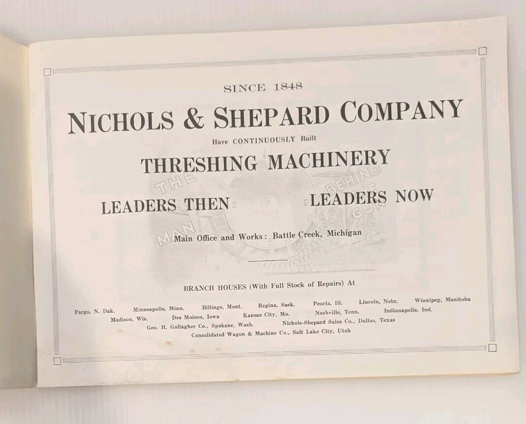 Vtg Nichols & Shepard Co Farm Threshing Machinery Advertising Catalog (Reprint?)