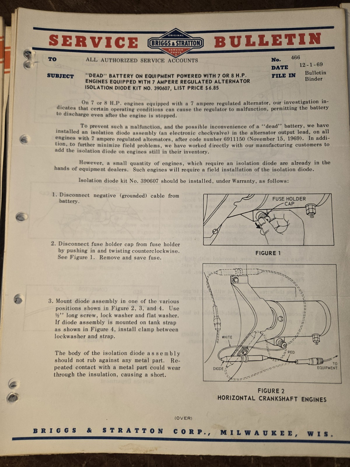 HUGE LOT OF BRIGGS AND STRATTON SERVICE BULLETINS FROM MID 50S THRU LATE 70S
