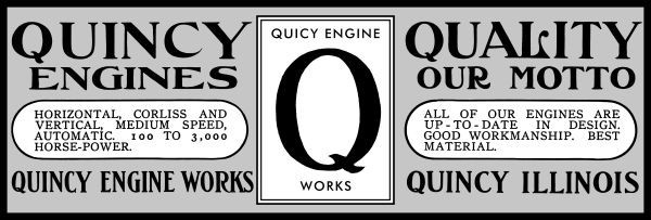 1905 Quincy Engine Works Corliss + Engines Quincy Illinois NEW Metal Sign: 6×18&Prime;