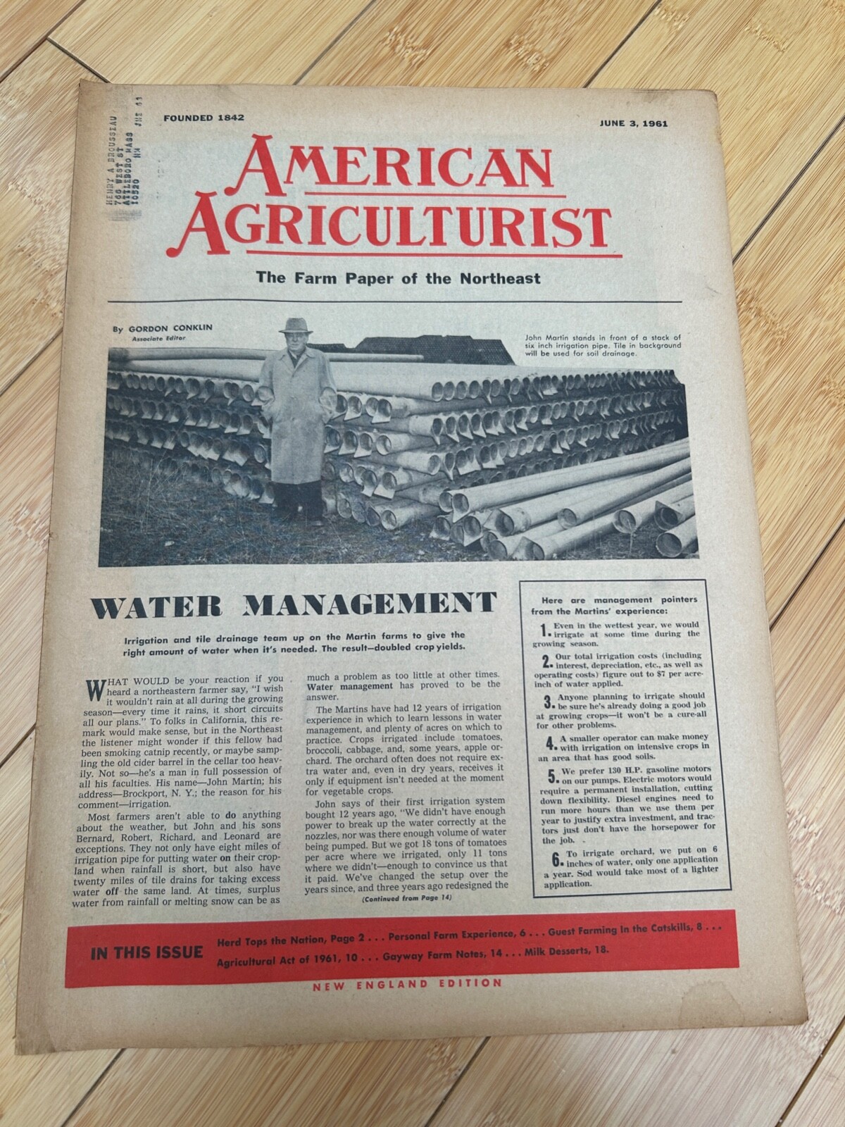 JUNE 3 1961 AMERICAN AGRICULTURIST MAGAZINE THE FARM PAPER WATER MANAGEMENT