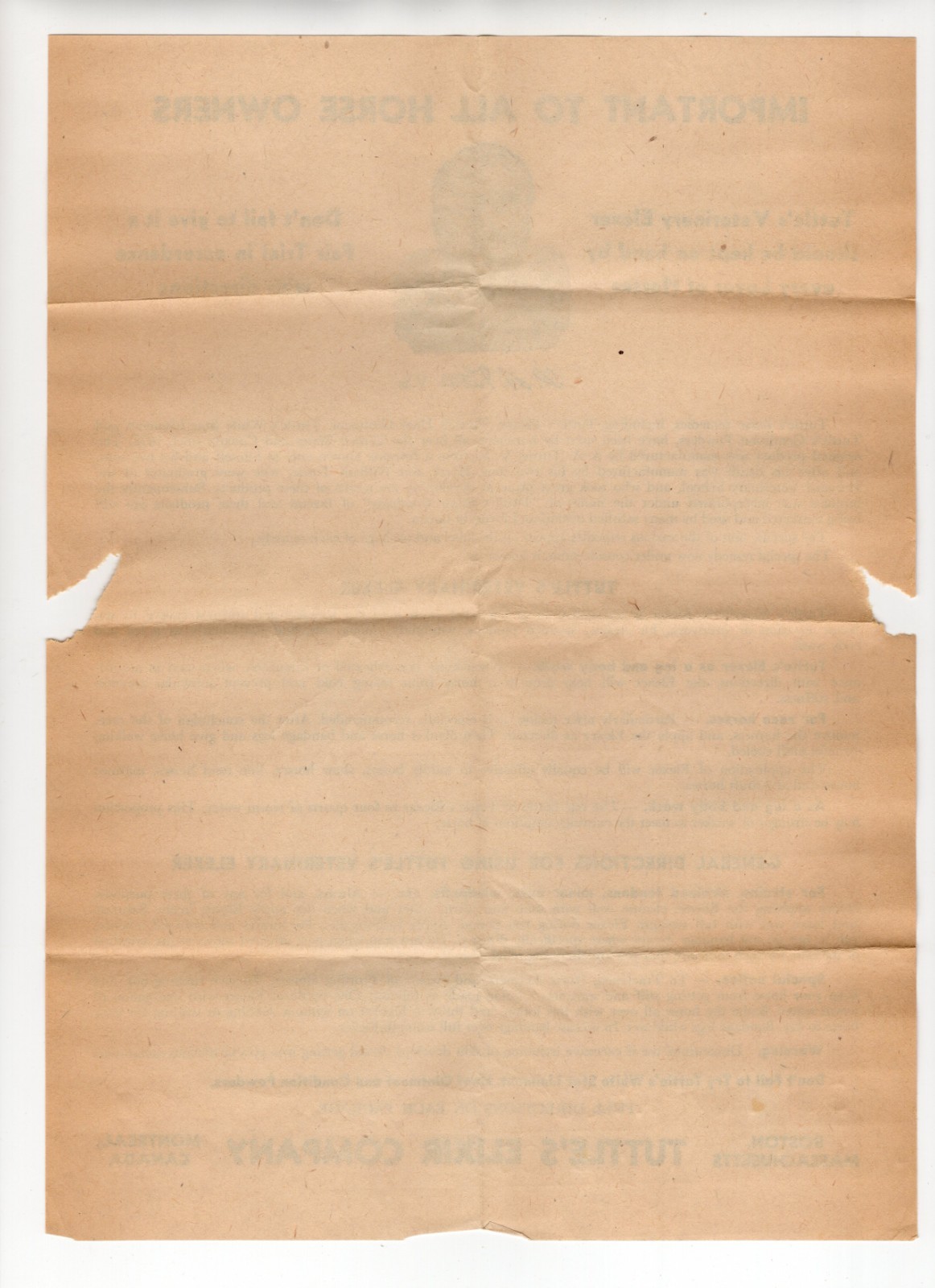 early – Tuttle&rsquo;s Veterinary Elexer, bottle handout sheet – XL2Z