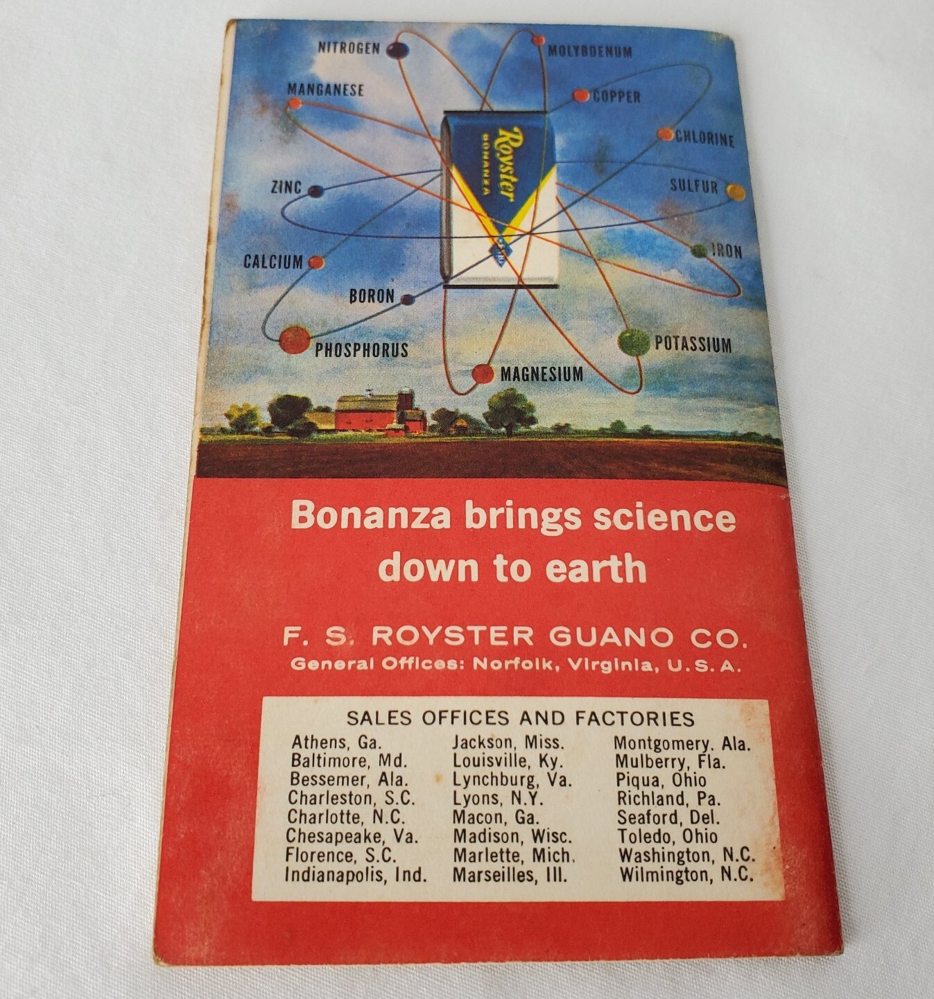 Vtg Farmers Memo Book Bonanza Fertilizer Advertisement Promo Farming 66 VA USA