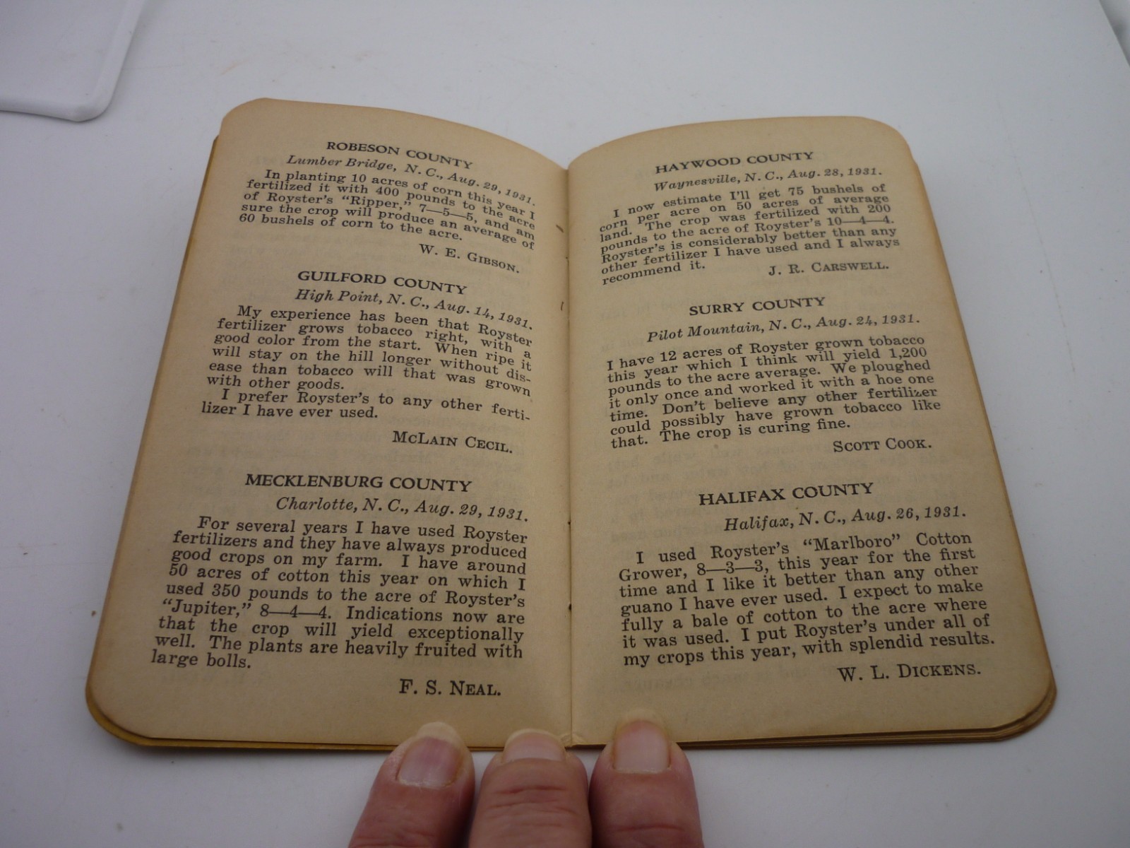 1932 F.S. Royster Guano Co Pocket Calendar Memorandum Book Norfolk VA Farm Adv