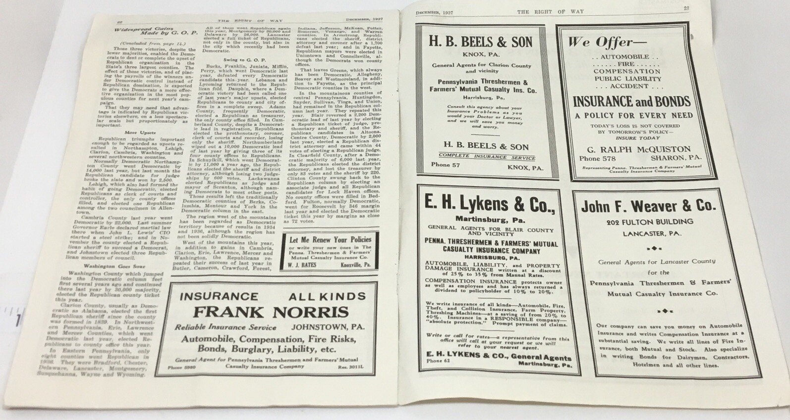 1937 Frick Machinery Co. Sales Brochure Waynesboro PA Threshermen Right of Way