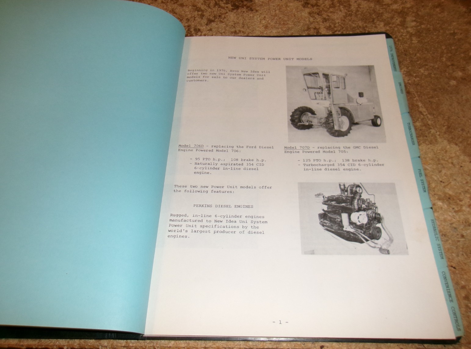 1976 new idea power unit service school manual in very good shape used