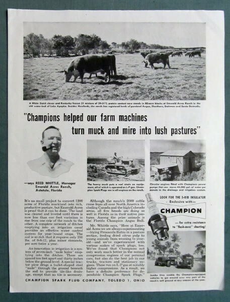 1954 Champion Sparkplug Ad Features Reed Whittle Astatula Florida