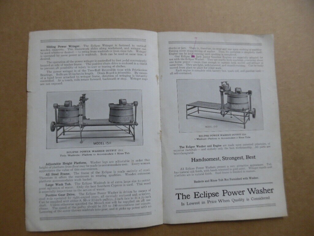 1914 Fairbanks Morse Eclipse Power Washer Bulletin Brochure Engines Vintage ORIG