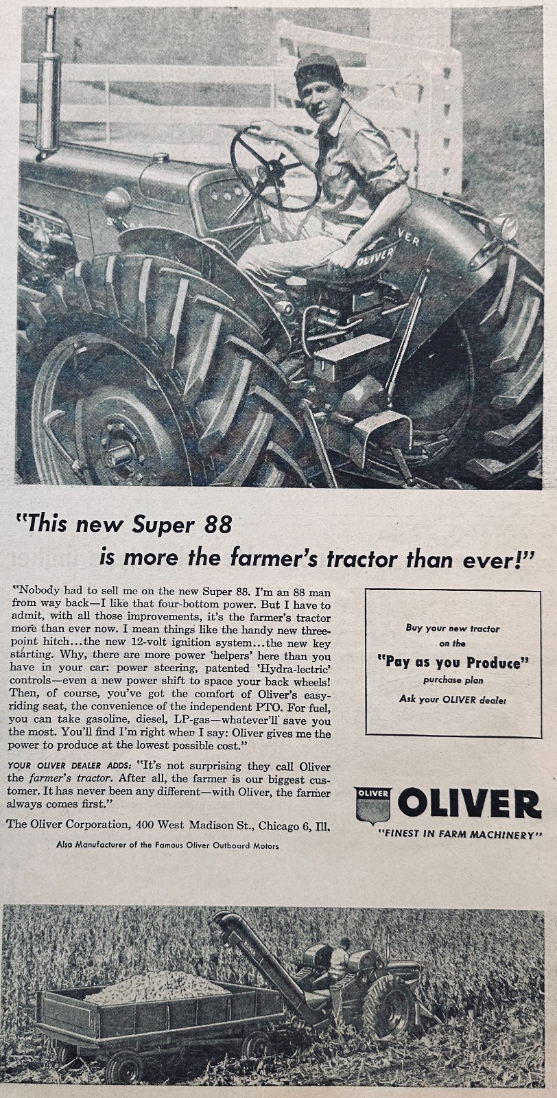 Lot of (2) 1957 Oliver Farm Equipment Ads Set #899
