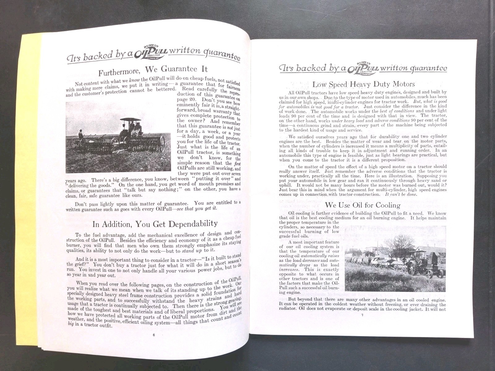 Rumley Oil Pull Tractor Dealer Brochure Guarantee Manual Print Advertising RARE