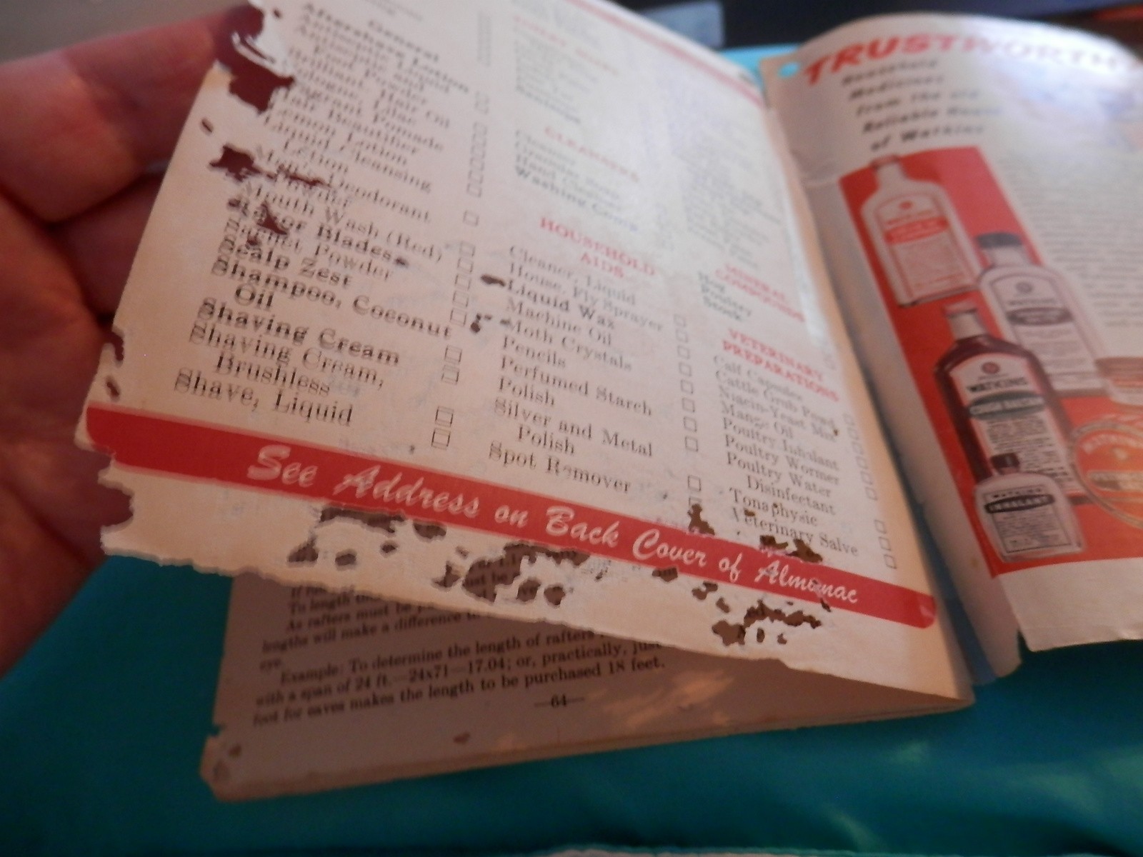 1947 Watkins Almanac Farm Hints Book Month Calendars Moon Phases as is see photo