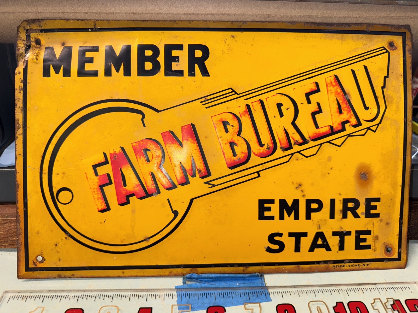 Original 1950&rsquo;s Agricultural Advertising Sign ~ Farm Bureau ~ Empire State