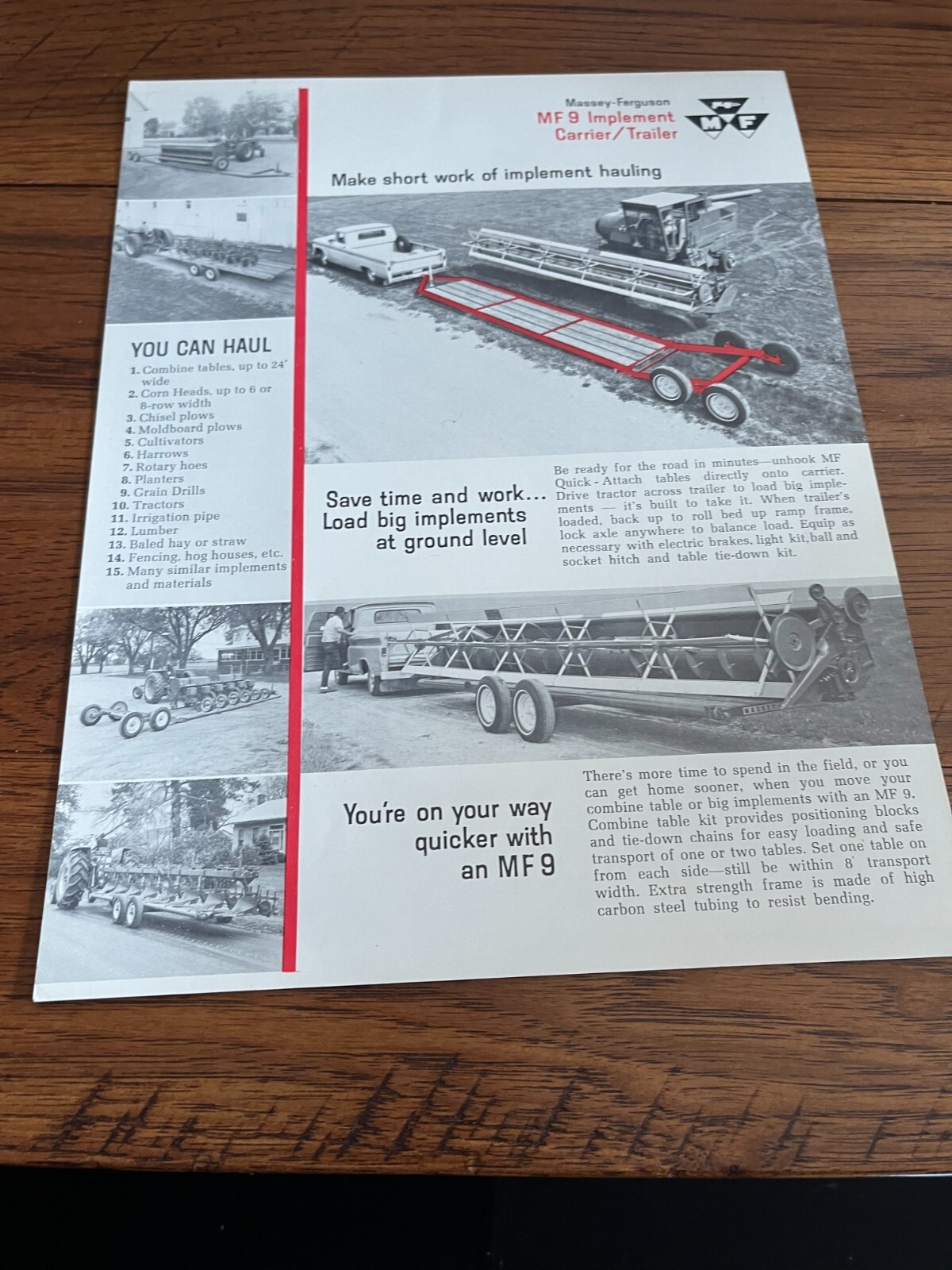 Massey Ferguson 9 Implement Carrier For 1968 Brochure FCCA