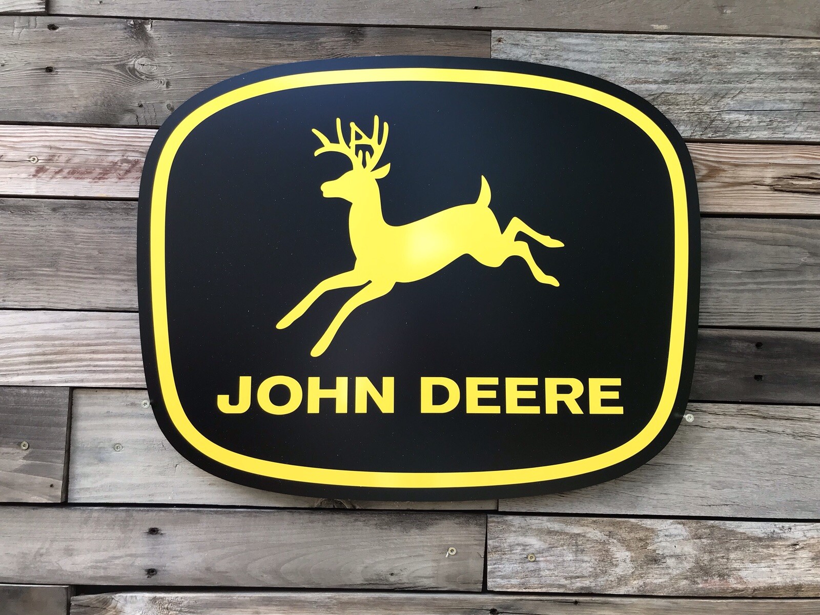Antique Vintage Old Style John Deere Black And Yellow Farm Sign