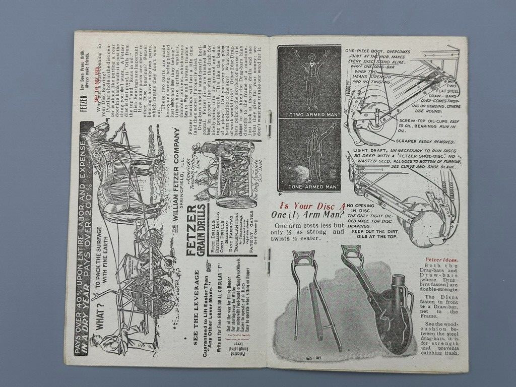 c 1890 FETZER GRAIN DRILL Farm Advertising Booklet SPRINGFIELD Illinois