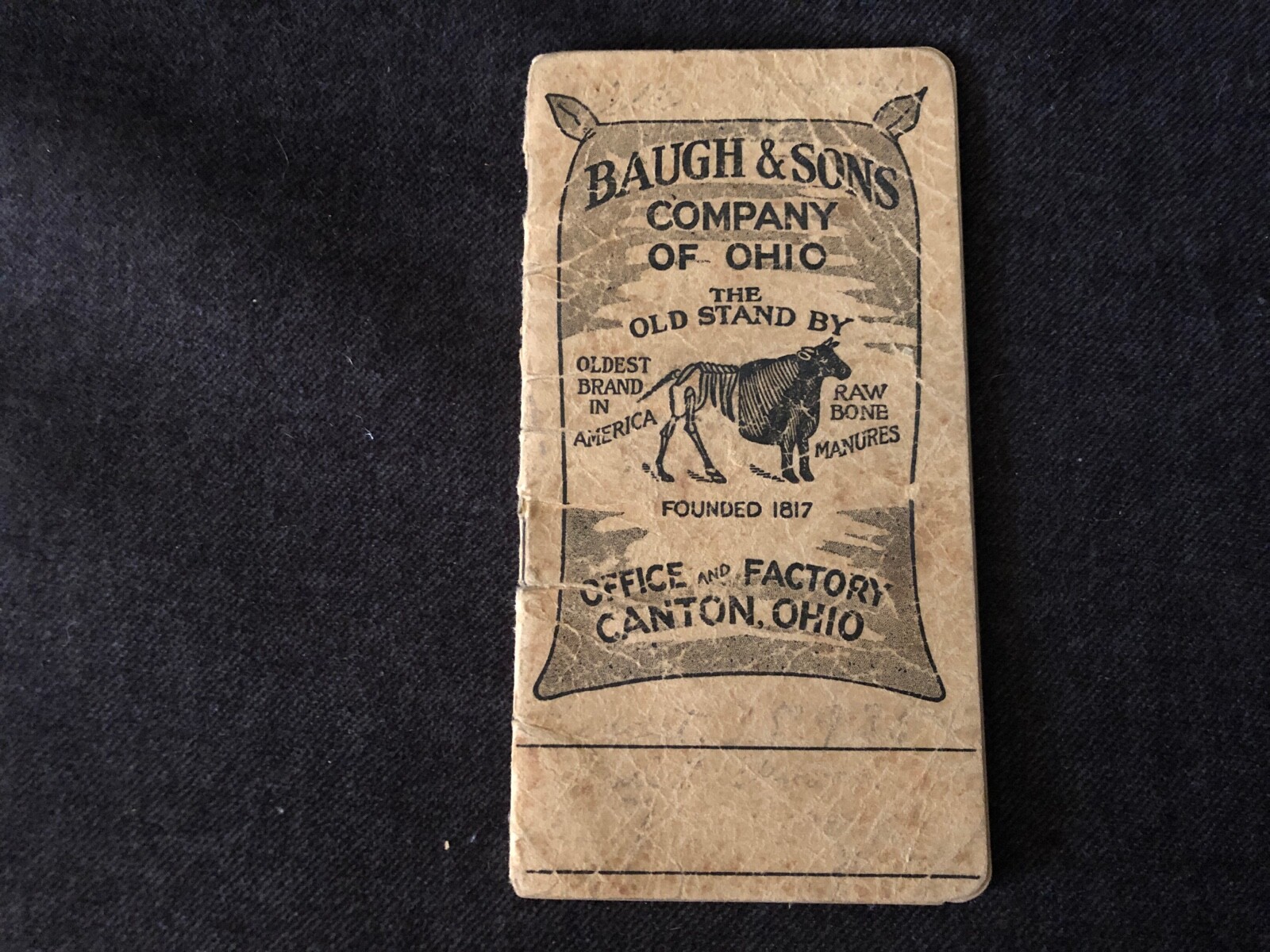 Vintage BAUGH & SONS Company of Ohio Vest Pocket Notebook Canton Bone Manures
