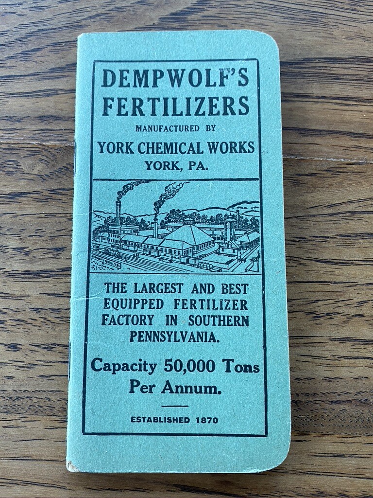 Vintage Dempwolf&rsquo;s Fertilizers Pocket Notebook York PA 1919 Farm Ag