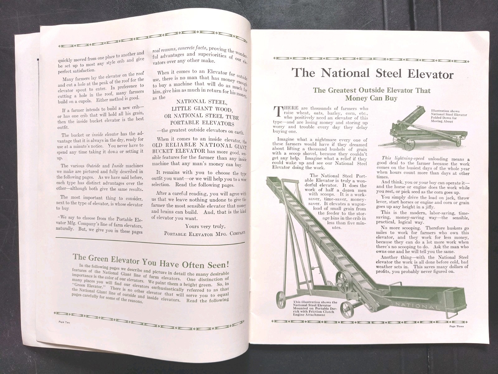 1921 National Giant Sales Brochure. Portable Elevator Mfg Farm Advertising IL