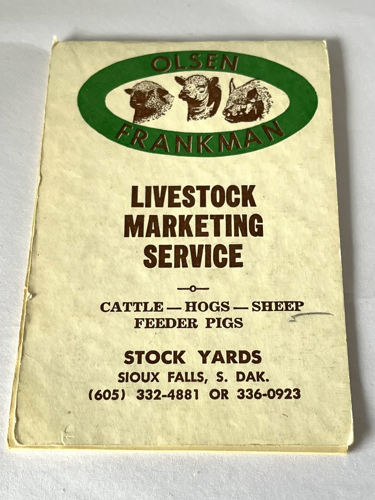 4 Vintage Livestock Commission Note Pads Sioux Falls South Dakota