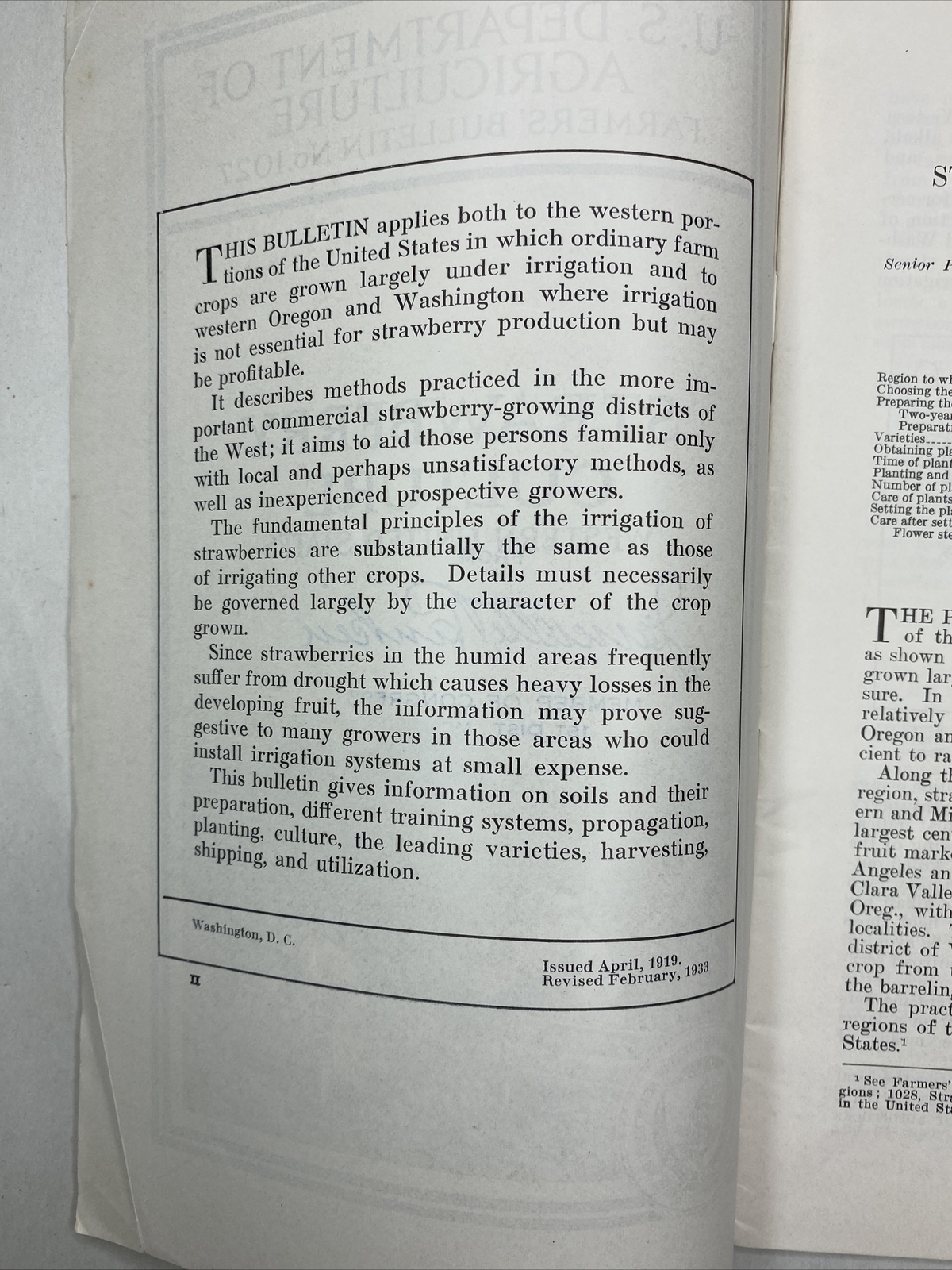 1936 USDA Farmers&rsquo; Bulletin No. 1027 Strawberry culture western united states